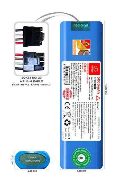 ROBOGİL Arçelik Rs 9131 5000mah Pili Uyumlu Robot Süpürge Bataryası B5020bs-a...