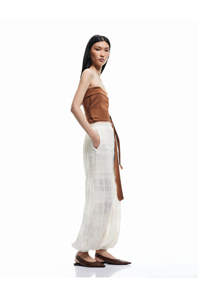 Koton Bağlama Detaylı Straplez Triko Üst