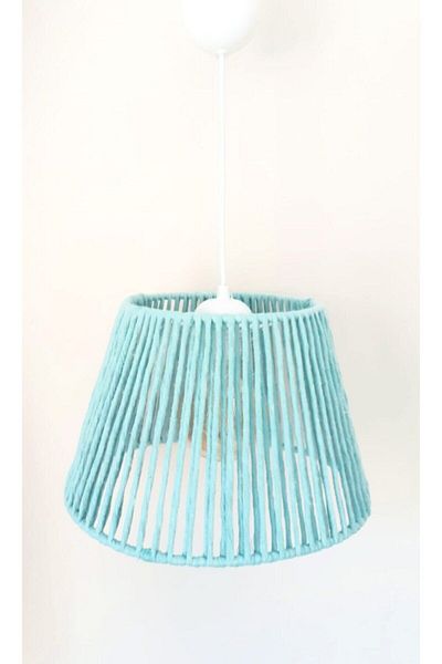 C&A&B KUZEY AVİZE Mint Macrame Rope Wrapped Pendant Lamp Chandelier