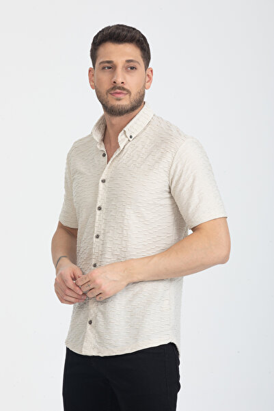 Klothy Erkek Kısa Kol Yazlık Slim fit Örme Gömlek 2600