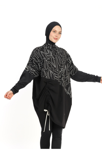 allsea Fermuarlı Tam Kapalı Tesettür Mayo