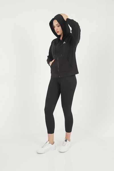 missmaral Fashion Women's Hooded Kangaroo Pocket Top Black