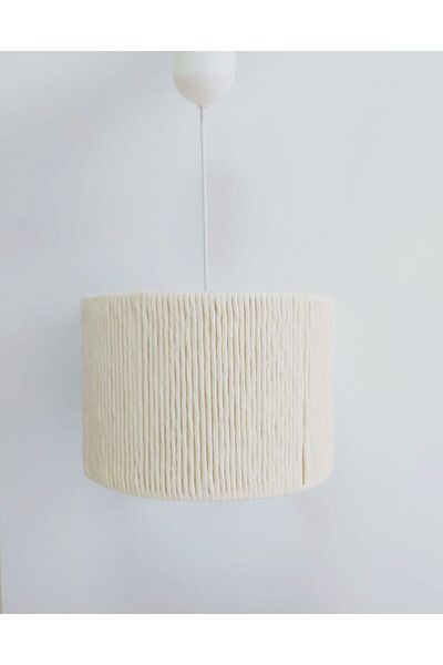C&A&B KUZEY AVİZE Ecru Macrame Rope Wrapped Pendant Lamp Chandelier