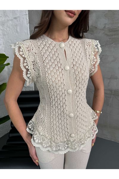 Elif Özbey Butik Cream Lace Vest