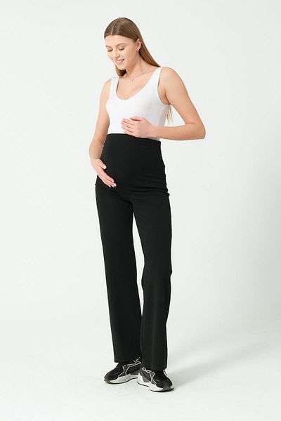 BUSA Maternity Thermal Loose Leg High Waist Sweatpants Black