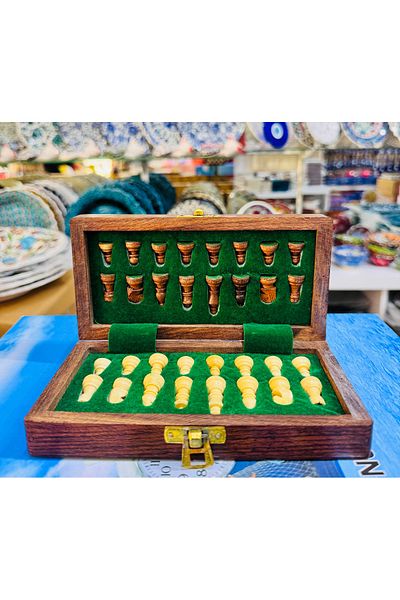 ATÖLYE SAİT Mini Size Chess Game Memory Portable Set