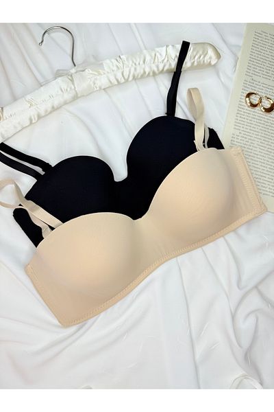 ROZENİN LINGERIE Μαύρο Skin Σετ 2 σουτιέν Lotus Strapless