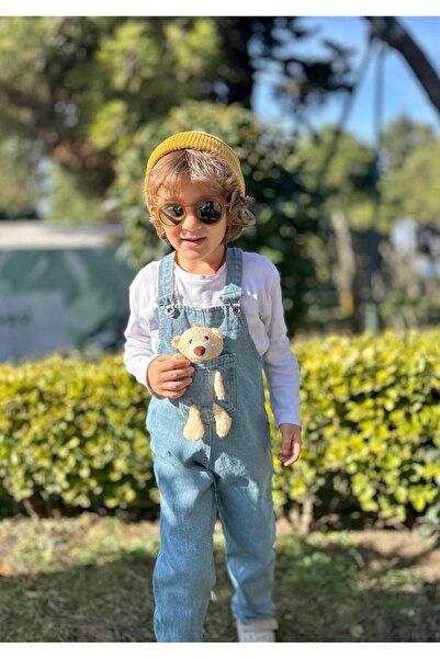 Genel Markalar Ayıcıklı Unisex Çocuk Kot Salopet Tulum