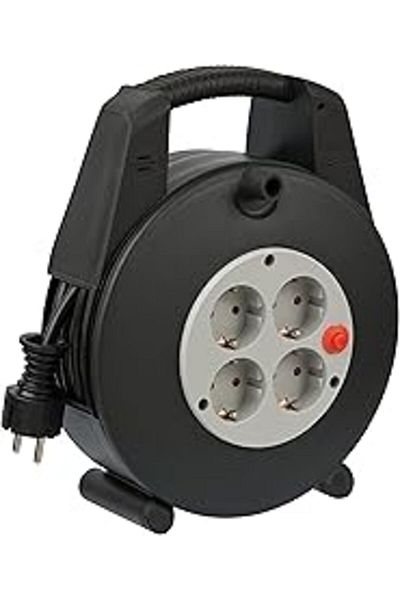 Mu Art Brennenstuhl Vario Line Series Ip20 Licensed 4 Socket 15 Meter Reel Cable, Black, 1 Piece