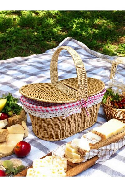 NOY Stylish Design Oval Rattan Picnic Basket