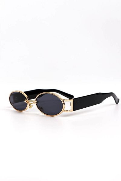 BAPPİR New Season Vintage Oval Gold Black Unisex Sunglasses