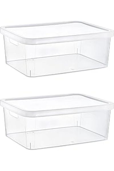 Mu Art Ahşap Smartware Set of 2 Stafi Multi-Purpose Box with Lid Transparent 12 Lt