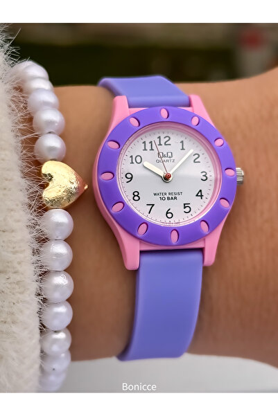 Q&Q 10 Atm,2 YIL GARANTİ, Mor Silikon Kordon Havuz Deniz Kullanıma Uygun Kız ...