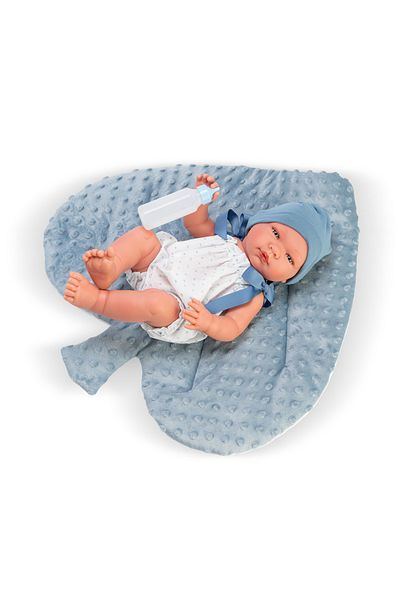 Asivil S.L. Baby Pablo With Hat And Blue Heart Pillow