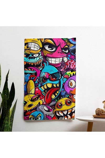 PaintedAnarchy Popart Style Canvas Print Wall Cloth - Sublimation Printed Vibrant Ranforce Fabric - Lightweight
