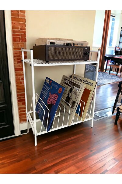 AKIS HOME Plak Ve Pikap Sehpası Metal Beyaz