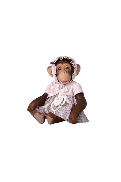 Asivil S.L. Reborn Monkey with Diaper, Dress with Pink Bonnet and Pacifier