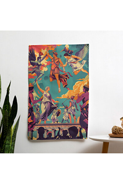 PaintedAnarchy مفرش حائط Mythology Modernism - قماش رانفورس، ألوان نابضة بالح...