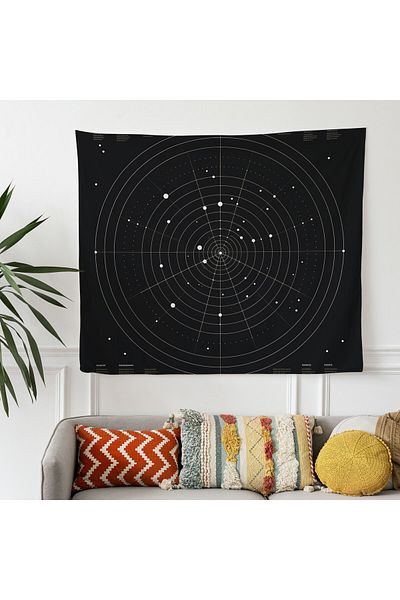 PaintedAnarchy Minimal Star Map Wall Drape - Vibrant Colors - Modern Decorative Fabric Wall Art
