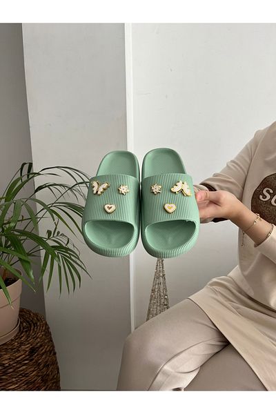 Behtah Kundura 6 Stones Stylish Design Open Front Beach Pool Garden Sea Summer Soft Thick Sole Daily Slippers