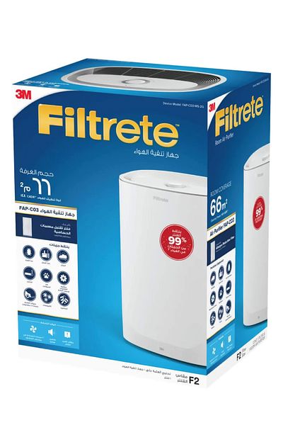 Filtrete جهاز تنقية الهواء للغرف المتوسطة حتى 66 مترًا مربعًا باللون الأبيض