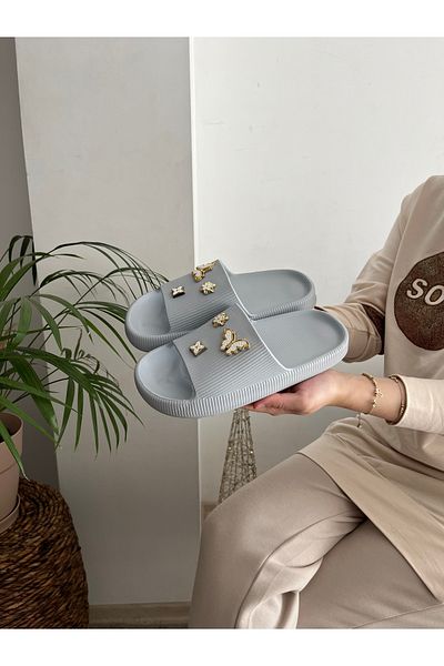 Behtah Kundura 6 Stones Stylish Design Open Front Beach Pool Garden Sea Summer Soft Thick Sole Daily Slippers
