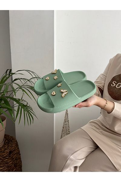 Behtah Kundura 6 Stones Stylish Design Open Front Beach Pool Garden Sea Summer Soft Thick Sole Daily Slippers