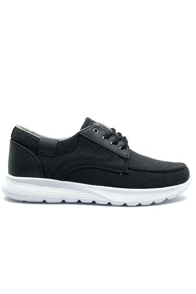 Kocamanlar Ayakkabı Dakırs 020 Sneakers Linen Men's Sports Shoes Black-White