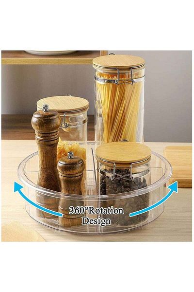 COOYA Lazy Organizer, Turntable Kitchen Organizer 360° Rotating Condiments Spice Rack 30.5x30.5x9.5cm
