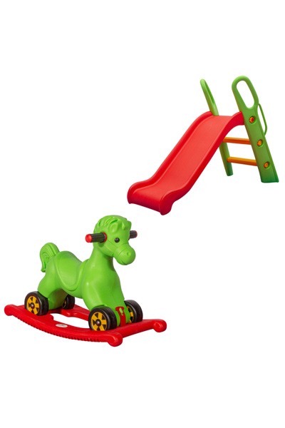 Genel Markalar Kaydırak - Sallanan At Oyun Seti - Çocuk Oyun Alanı - Aktivite - Tekerlekli Sallanan At 2 Fonksiyon