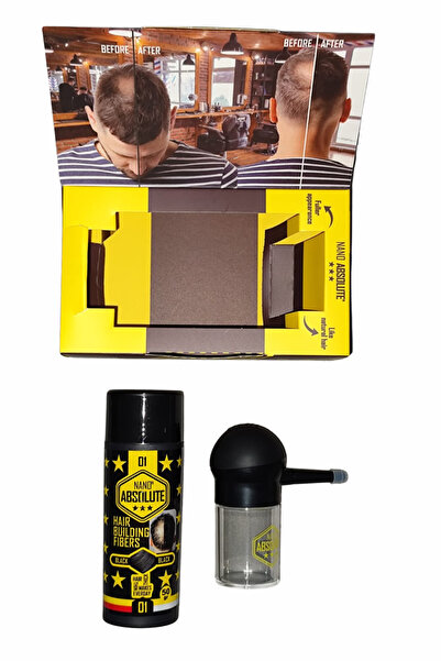 Nano Absolute Siyah Saç Dolgunlaştırıcı Fiber 27 gr ve Sprey Uygulayıcı Seti Mükemmel Kapatıcılık