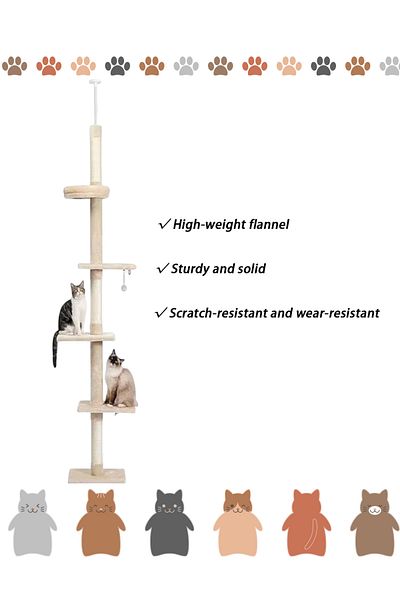 KidLe Cat Climbing Frame Cat Tree Floor to Ceiling Kitty Scratching Post