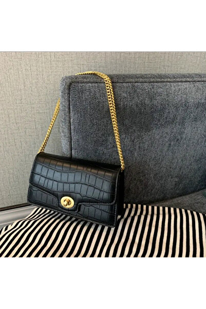 Handley Monalisa Timsah Deri Kabartmalı çapraz kobra zincir askılı omuz çantası