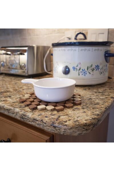 Generic 4Bamboo Wooden Coasters,Heat-Resistant Bamboo Coaster and Hot pot holder, Diameter 20 cm