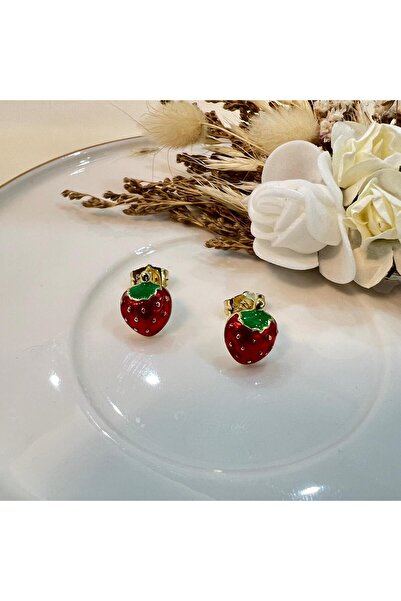 G K Luxury Mini Sevimli Çilek Meyveli Çelik Küpe