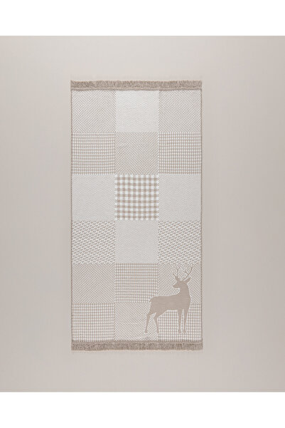 Madame Coco Pétale Pamuklu Saçaklı Dokuma Kilim - Ekru/Bej - 80x150 cm