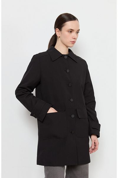 Fatma Atasoy Black Trench Coat with Bag Pocket