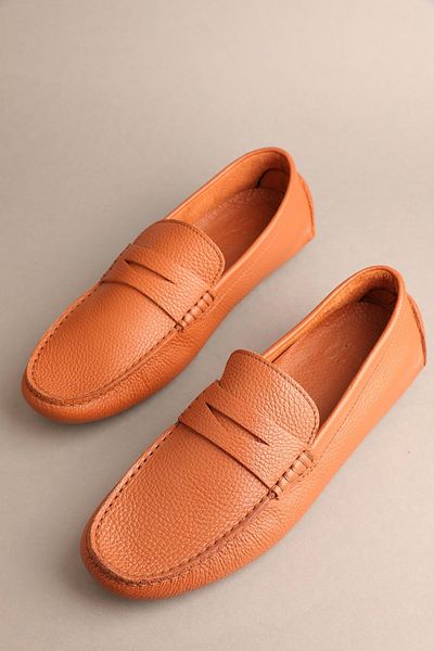 Gondol Men's Genuine Leather Classic Loafery Tan 42 Model