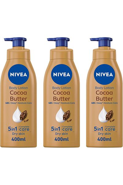 NIVEA Cocoa Butter Body Lotion for Dry Skin with Vitamin E - 3 × 400ml