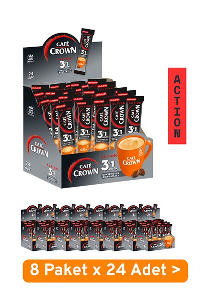 Cafe Crown 3 in 1 Action 17g X 24 Pieces X 8 Packs