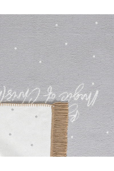 Madame Coco Fougère Pamuklu Saçaklı Dokuma Kilim - Gri/Beyaz - 60x100 cm