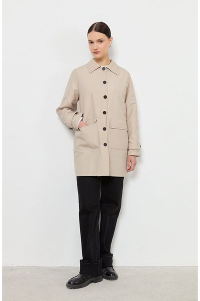 Fatma Atasoy Stone Trench Coat with Bag Pockets
