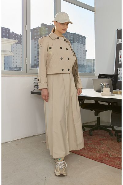 Fatma Atasoy Oversize Stone Short Trench Coat