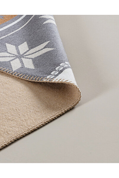 Madame Coco Cascade Pamuklu Saçaklı Dokuma Kilim - Beyaz/Bej/Antrasit - 120x180 cm