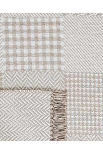 Madame Coco Pétale Pamuklu Saçaklı Dokuma Kilim - Ekru/Bej - 60x100 cm