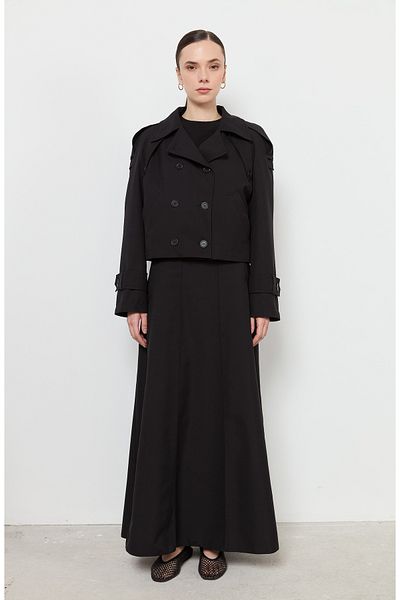 Fatma Atasoy Oversize Black Short Trench Coat