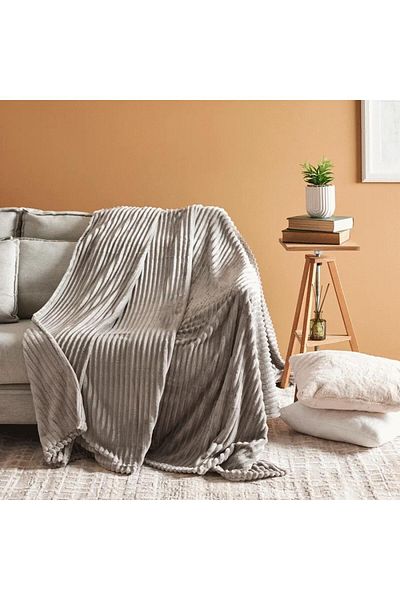 Karaca Ruby Stripe Wellsoft Doppel Decke, Grau
