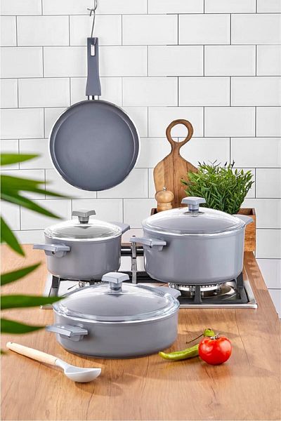 Bonera Atlas 7-Piece Ultra Crystal Ceramic Pot & Pan Set