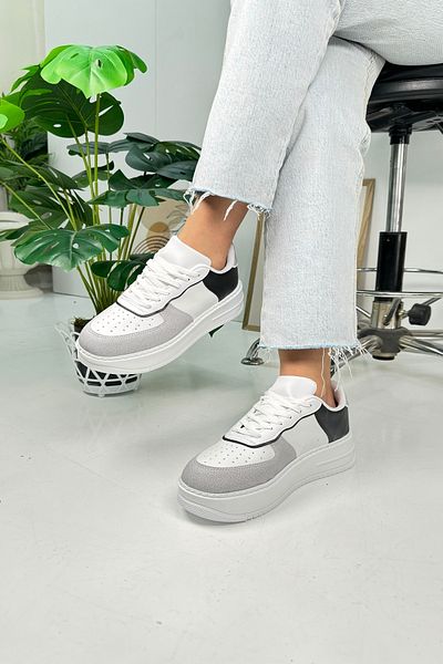 İmerShoes Casual White-Black-Grey Sneaker Baseball Shoes High Sole