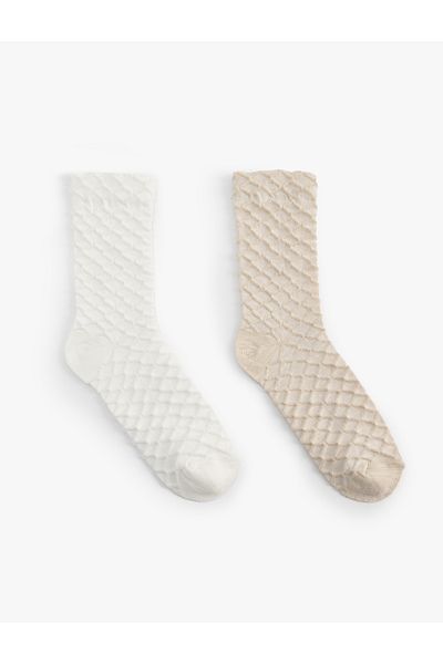 Koton Set of 2 Textured Multicolored Socks